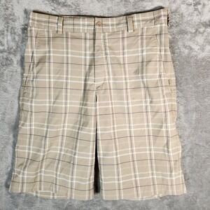 Nike Golf Shorts Men's 30X10 Beige Performance Dri-Fit Plaid 388782-235‎